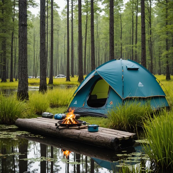 Quels sont les équipements nécessaires pour un camping en région de marécages?